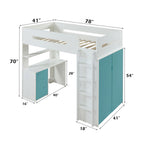 ACME 38045 Nerice Loft Bed, White & Teal (1Set/5Ctn)