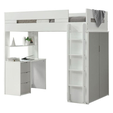 ACME 38050 Nerice Loft Bed, White & Gray (1Set/5Ctn)