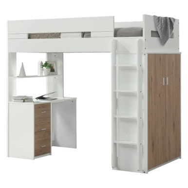 ACME 38055 Nerice Loft Bed, White & Oak (1Set/5Ctn)