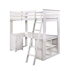 ACME 38065 Ambar Loft Bed with Chest, Desk & Bookcase, Light Gray