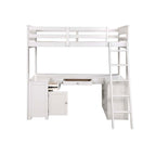 ACME 38065 Ambar Loft Bed with Chest, Desk & Bookcase, Light Gray