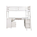 ACME 38065 Ambar Loft Bed with Chest, Desk & Bookcase, Light Gray