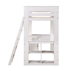 ACME 38065 Ambar Loft Bed with Chest, Desk & Bookcase, Light Gray