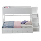 ACME 38150 Meyer Twin/Full Bunk Bed with Storage Ladder & Drawers, White