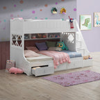 ACME 38150 Meyer Twin/Full Bunk Bed with Storage Ladder & Drawers, White