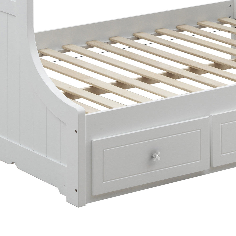 ACME 38150 Meyer Twin/Full Bunk Bed with Storage Ladder & Drawers, White