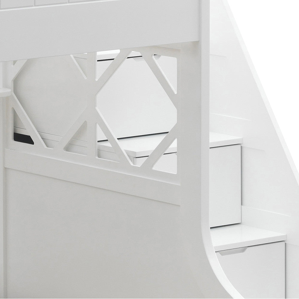 ACME 38150 Meyer Twin/Full Bunk Bed with Storage Ladder & Drawers, White