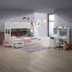 ACME 38150 Meyer Twin/Full Bunk Bed with Storage Ladder & Drawers, White