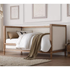 ACME 39175 Charlton Daybed, Cream Linen & Salvage Oak (1Set/2Ctn)