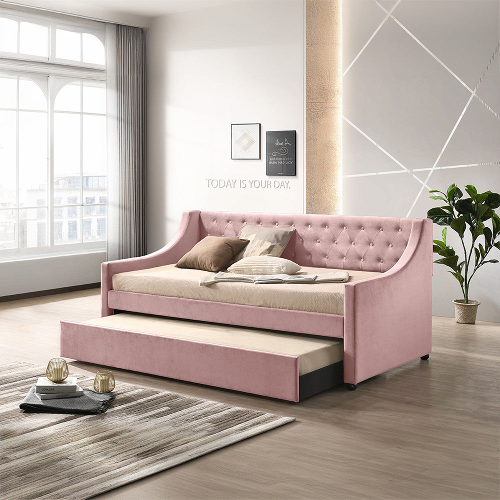 ACME 39380 Lianna Twin Daybed & Trundle, Pink Velvet