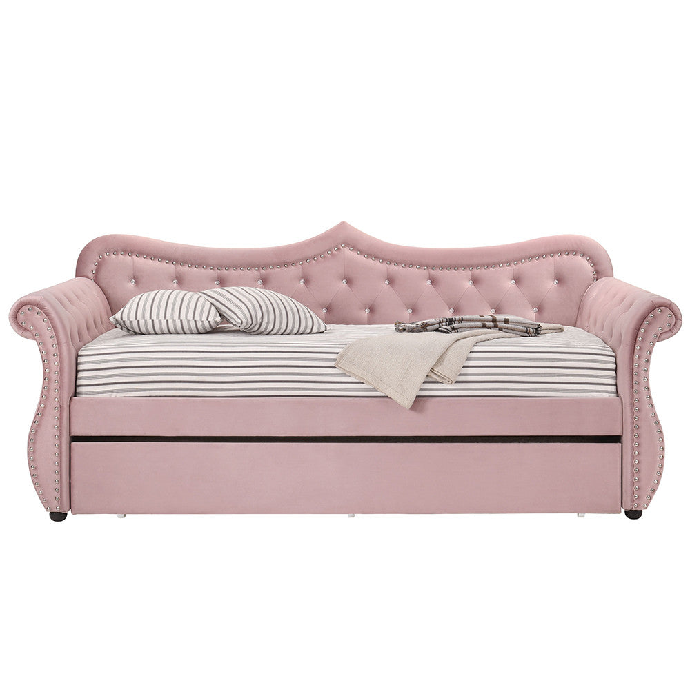 ACME 39420 Adkins Daybed & Trundle, Pink Velvet