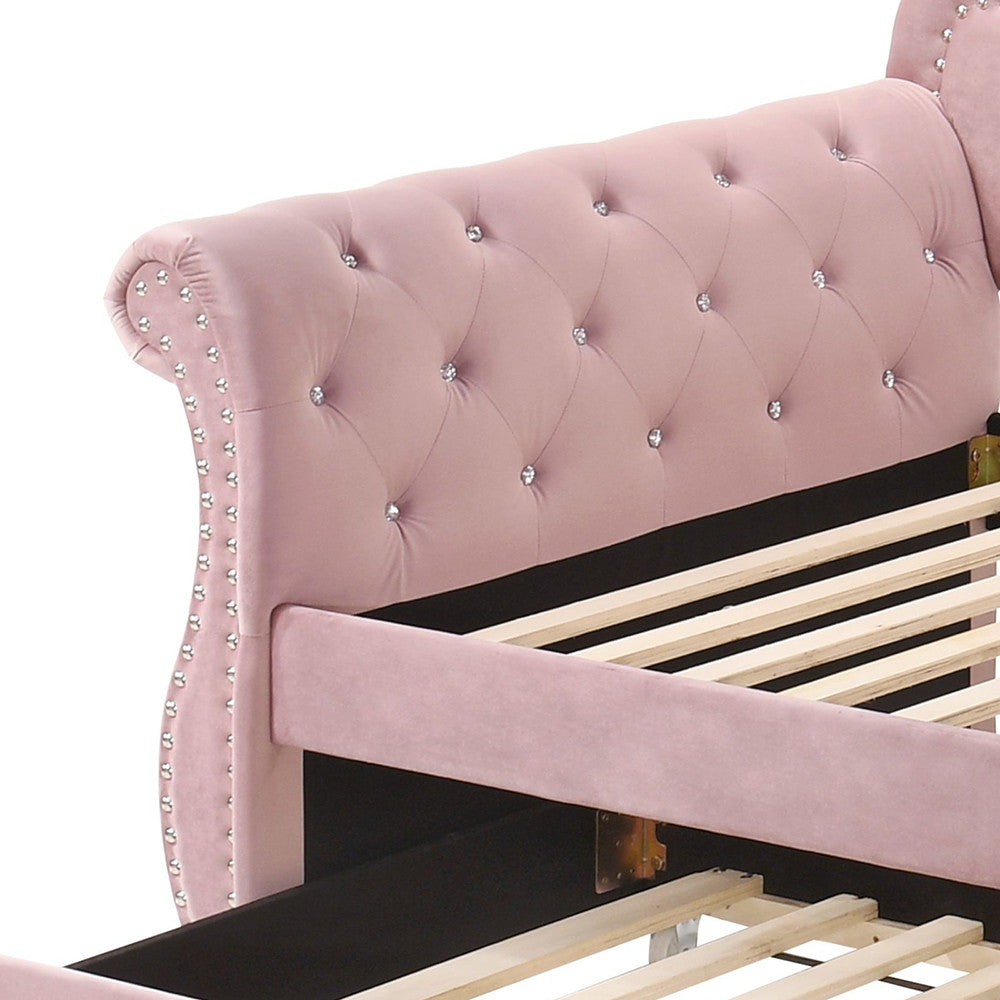 ACME 39420 Adkins Daybed & Trundle, Pink Velvet