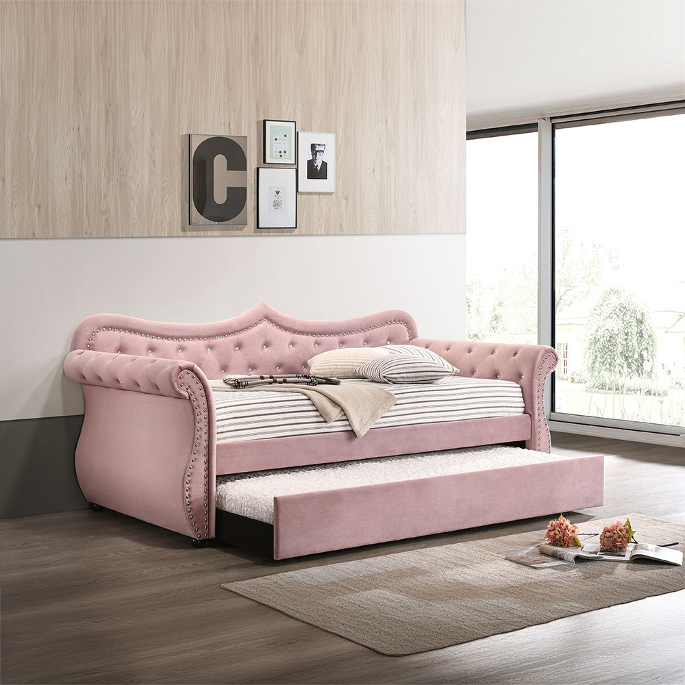 ACME 39420 Adkins Daybed & Trundle, Pink Velvet