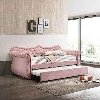 ACME 39420 Adkins Daybed & Trundle, Pink Velvet