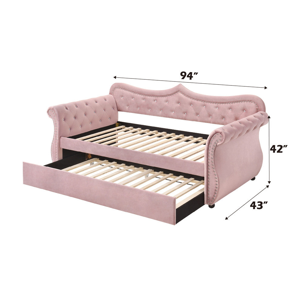 ACME 39420 Adkins Daybed & Trundle, Pink Velvet