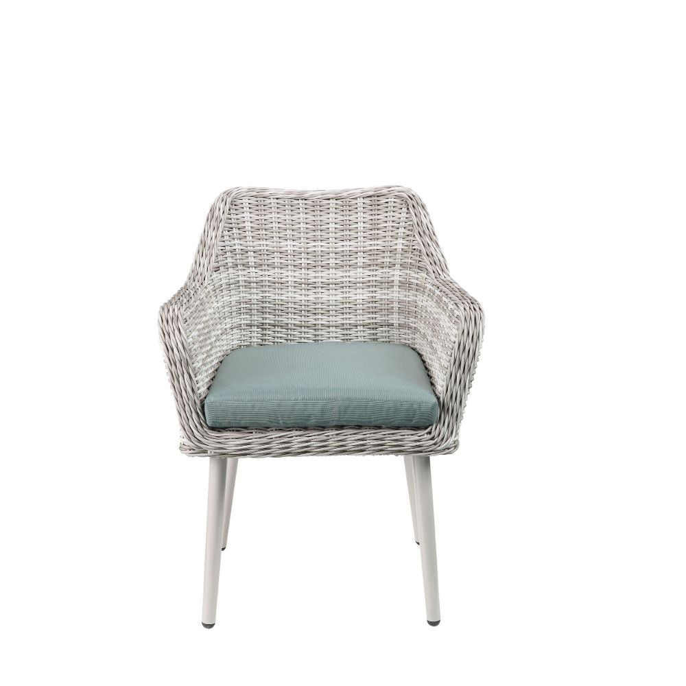 ACME 45005 Tashay 3 Piece Patio Bistro Set, Green Fabric & Beige Wicker