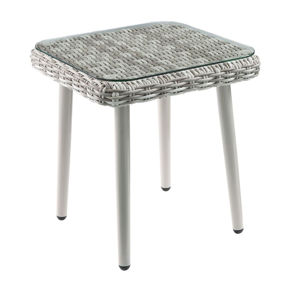 ACME 45005 Tashay 3 Piece Patio Bistro Set, Green Fabric & Beige Wicker