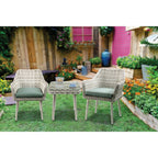 ACME 45005 Tashay 3 Piece Patio Bistro Set, Green Fabric & Beige Wicker