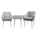 ACME 45005 Tashay 3 Piece Patio Bistro Set, Green Fabric & Beige Wicker