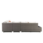 ACME 45020 Salena Patio Sectional & Cocktail Table, Beige Fabric & Gray Wicker (1Set/3Ctn)