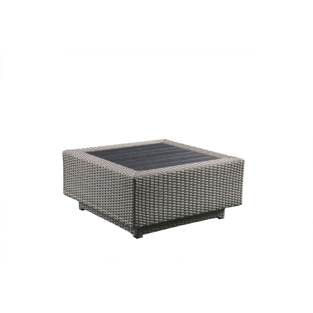 ACME 45020 Salena Patio Sectional & Cocktail Table, Beige Fabric & Gray Wicker (1Set/3Ctn)