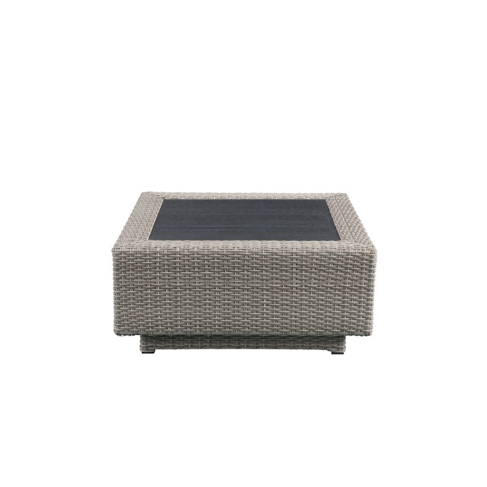 ACME 45020 Salena Patio Sectional & Cocktail Table, Beige Fabric & Gray Wicker (1Set/3Ctn)