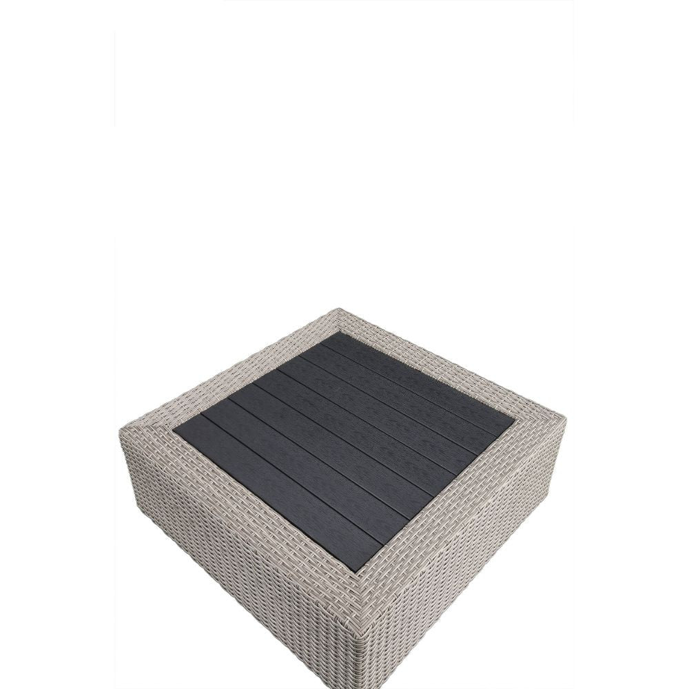 ACME 45020 Salena Patio Sectional & Cocktail Table, Beige Fabric & Gray Wicker (1Set/3Ctn)