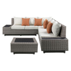 ACME 45020 Salena Patio Sectional & Cocktail Table, Beige Fabric & Gray Wicker (1Set/3Ctn)
