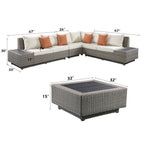 ACME 45020 Salena Patio Sectional & Cocktail Table, Beige Fabric & Gray Wicker (1Set/3Ctn)