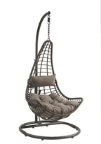 ACME 45105 Uzae Patio Hanging Chair with Stand, Gray Fabric & Charcoal Wicker