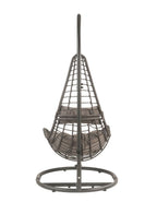 ACME 45105 Uzae Patio Hanging Chair with Stand, Gray Fabric & Charcoal Wicker