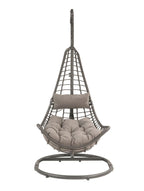 ACME 45105 Uzae Patio Hanging Chair with Stand, Gray Fabric & Charcoal Wicker