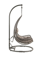 ACME 45105 Uzae Patio Hanging Chair with Stand, Gray Fabric & Charcoal Wicker