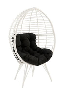 ACME 45109 Galzed Patio Lounge Chair, Black Fabric & White Wicker