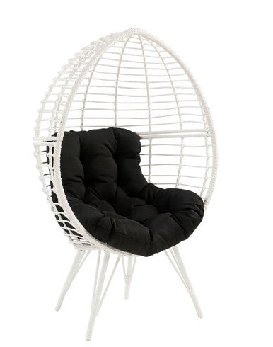 ACME 45109 Galzed Patio Lounge Chair, Black Fabric & White Wicker