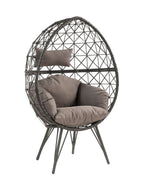 ACME 45111 Aeven Patio Lounge Chair, Light Gray Fabric & Black Wicker