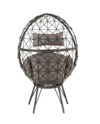 ACME 45111 Aeven Patio Lounge Chair, Light Gray Fabric & Black Wicker
