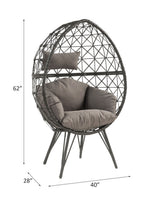 ACME 45111 Aeven Patio Lounge Chair, Light Gray Fabric & Black Wicker