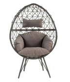 ACME 45111 Aeven Patio Lounge Chair, Light Gray Fabric & Black Wicker