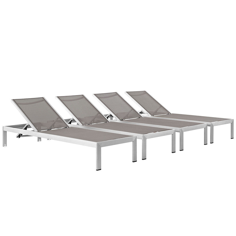 Modway EEI-2473 Shore Outdoor Patio Aluminum Chaise Set of 4