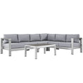 Modway EEI-2557 Shore 5 Piece Outdoor Patio Aluminum Sectional Sofa Set