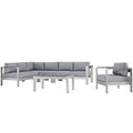 Modway EEI-2558 Shore 6 Piece Outdoor Patio Aluminum Sectional Sofa Set