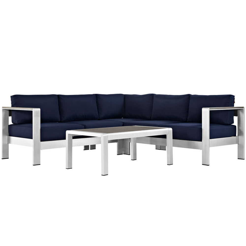 Modway EEI-2559 Shore 4 Piece Outdoor Patio Aluminum Sectional Sofa Set