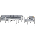 Modway EEI-2560 Shore 5 Piece Outdoor Patio Aluminum Sectional Sofa Set