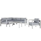 Modway EEI-2560 Shore 5 Piece Outdoor Patio Aluminum Sectional Sofa Set