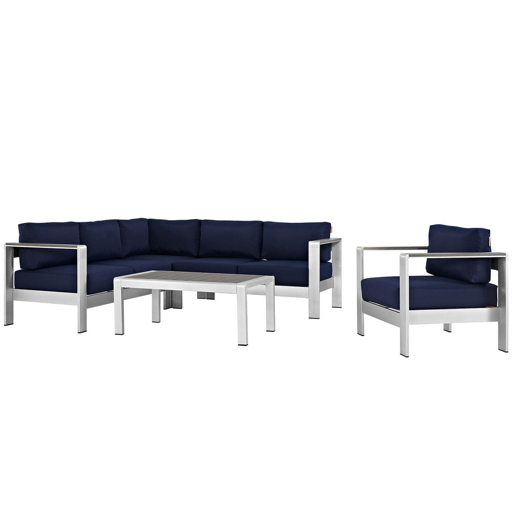Modway EEI-2560 Shore 5 Piece Outdoor Patio Aluminum Sectional Sofa Set