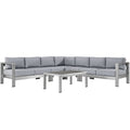 Modway EEI-2561 Shore 6 Piece Outdoor Patio Aluminum Sectional Sofa Set