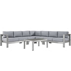 Modway EEI-2561 Shore 6 Piece Outdoor Patio Aluminum Sectional Sofa Set