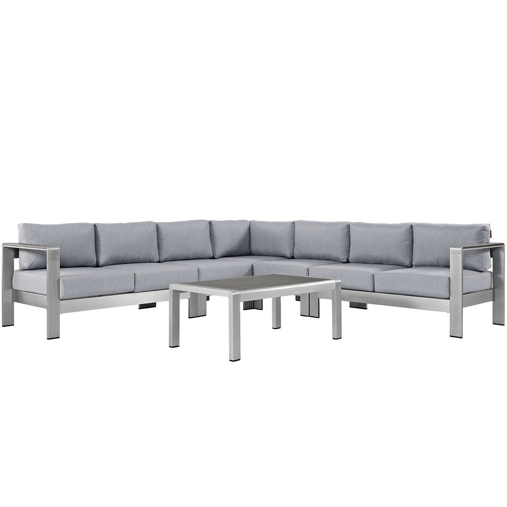 Modway EEI-2561 Shore 6 Piece Outdoor Patio Aluminum Sectional Sofa Set