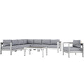 Modway EEI-2562 Shore 7 Piece Outdoor Patio Aluminum Sectional Sofa Set
